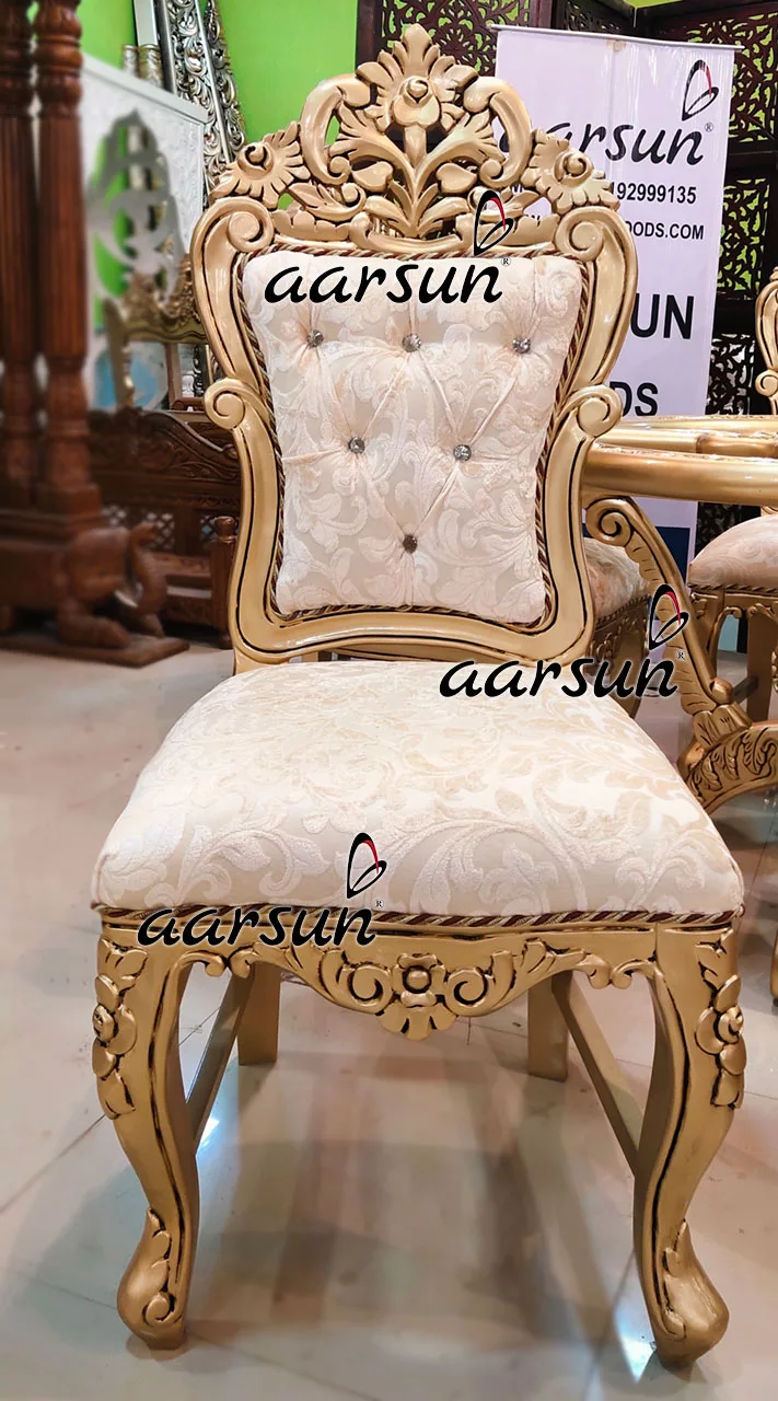6 Seater Antique Gold Oval Dining Set view 4