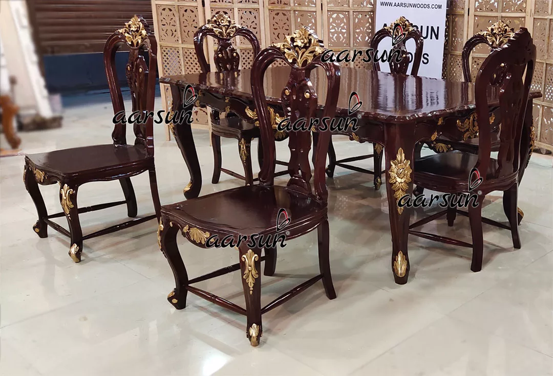 चिप्पेंडेल स्टाइल कुर्सियों के साथ पूरी तरह से अनुकूलित डाइनिंग सेट, हस्तनिर्मित दृश्य 3
