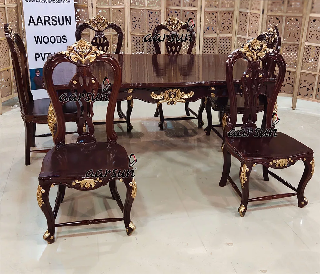 चिप्पेंडेल स्टाइल कुर्सियों के साथ पूरी तरह से अनुकूलित डाइनिंग सेट, हस्तनिर्मित दृश्य 5
