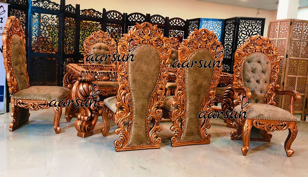 8 Seater Copper Dining Set in Teak Wood view 4