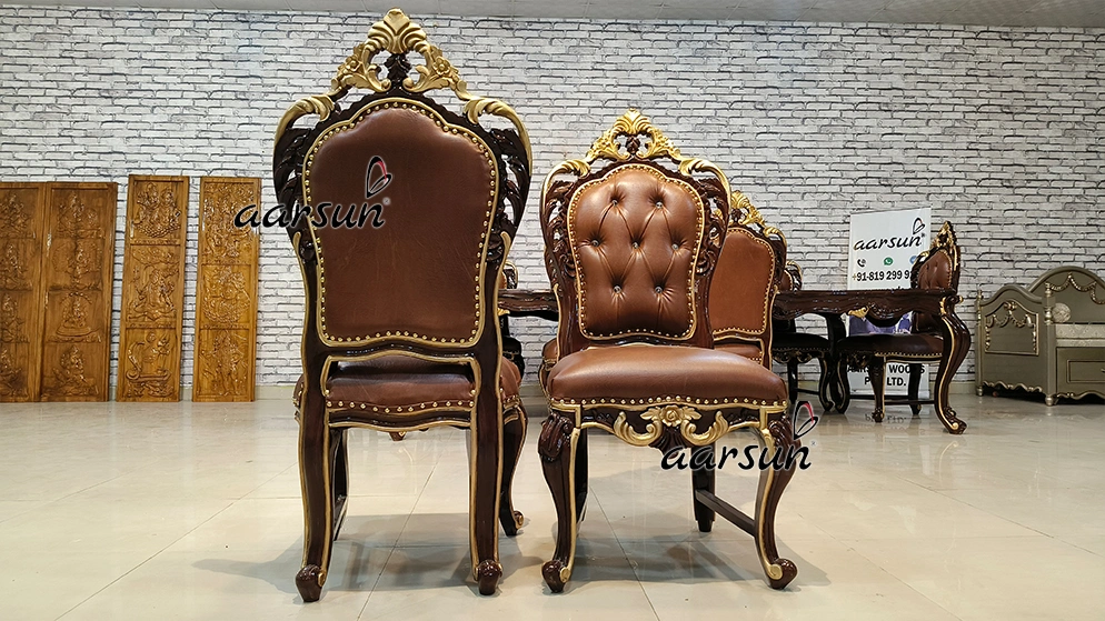 भोजन कक्ष के लिए हाथ से नक्काशीदार भोजन सेट दृश्य 10