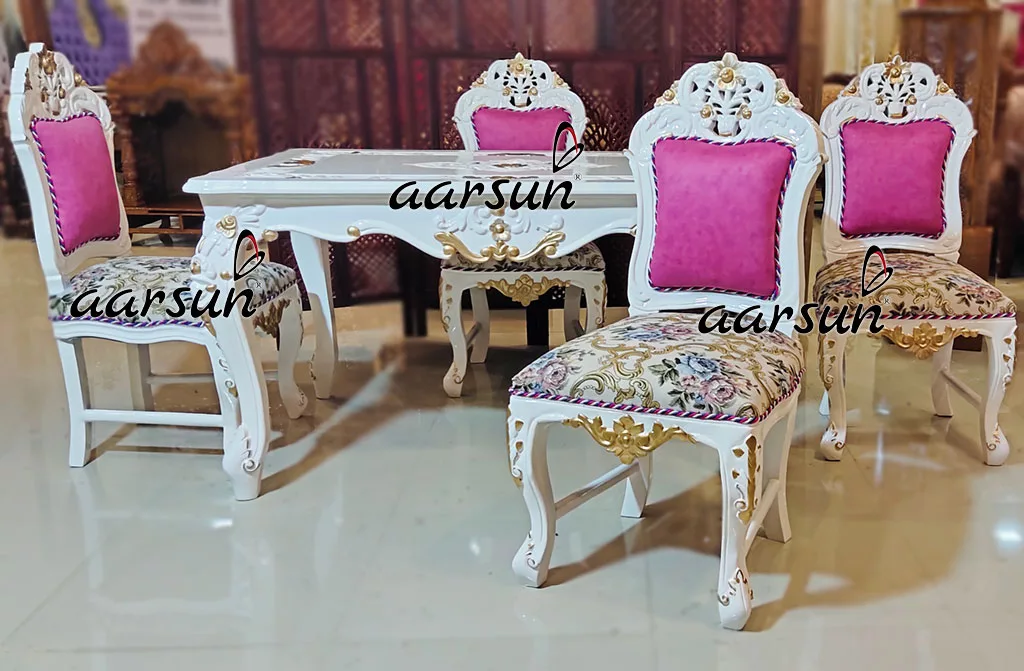 Luxurious White Dining and Gold Highlights view 5