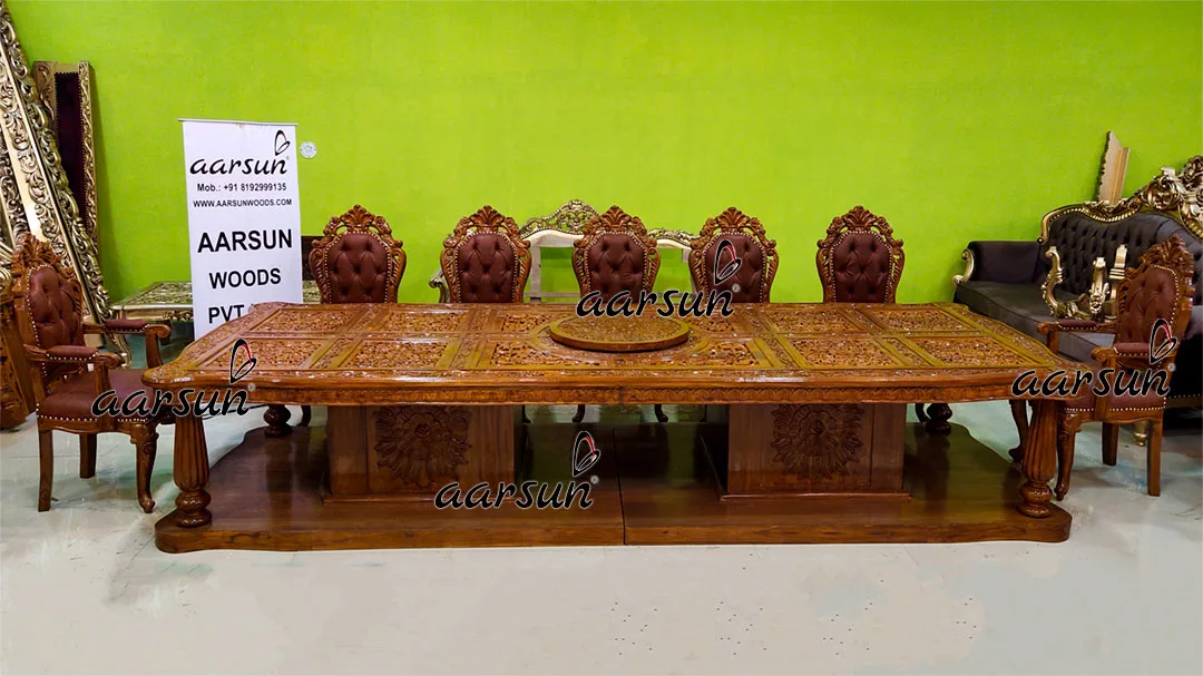 12 Seater Designer Dining Sets in Teak Wood view 5