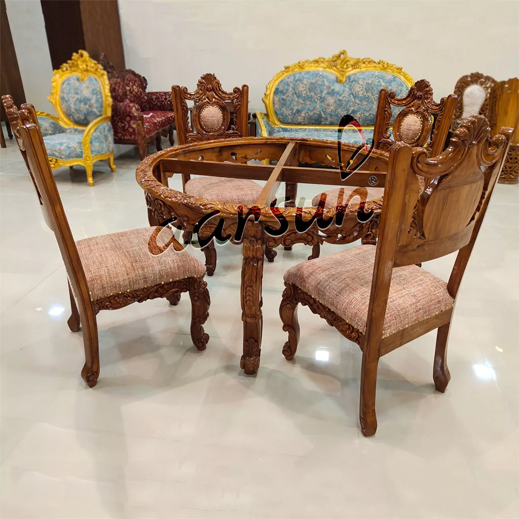 4 Seater Dining Set Polished in Honey Oak Finish view 3