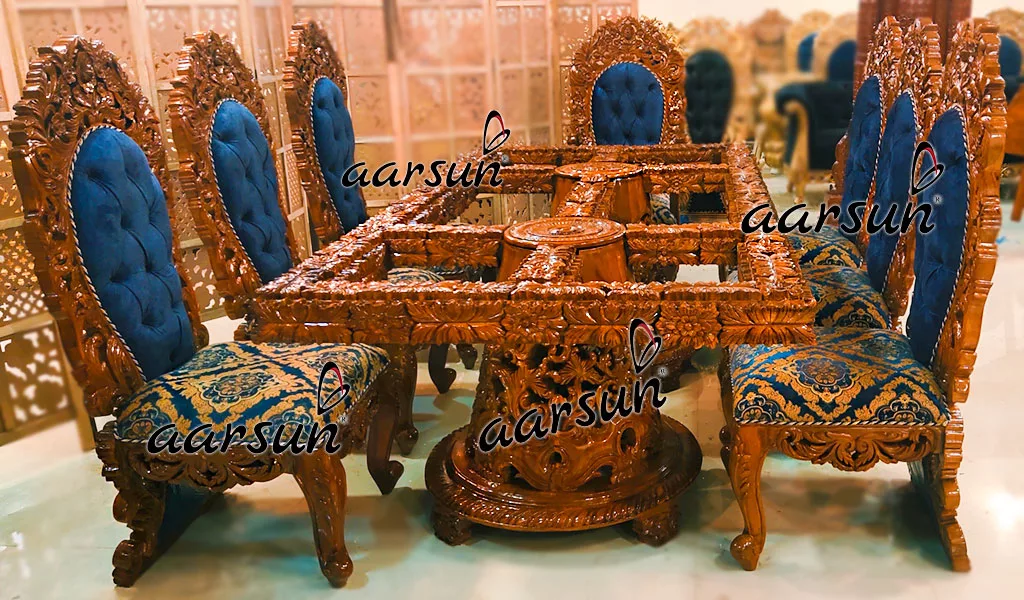 8 Seater Dining Set in Honey Gloss Finish view 4