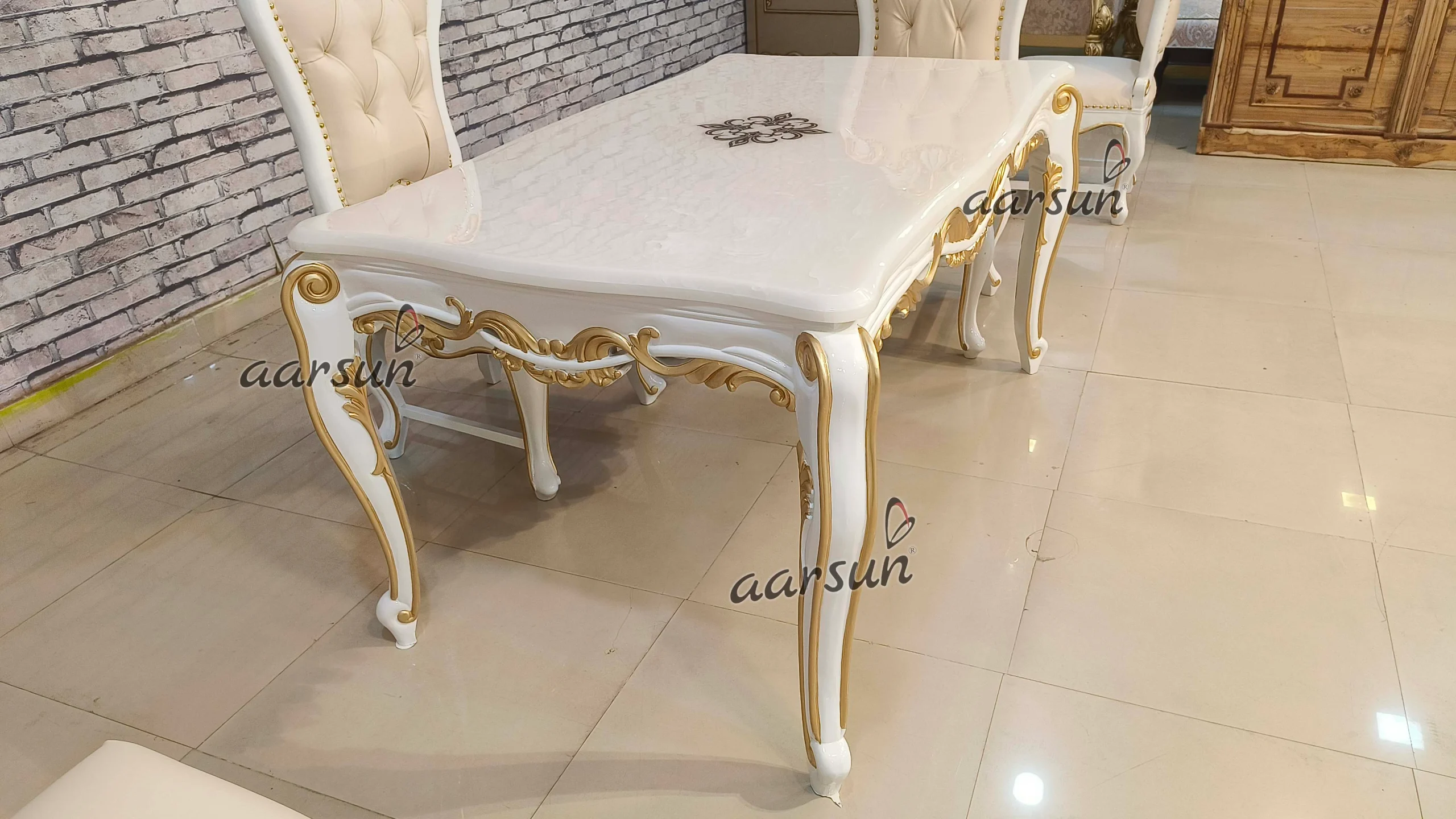 04 Seater Dining Set With White Marble Top view 7