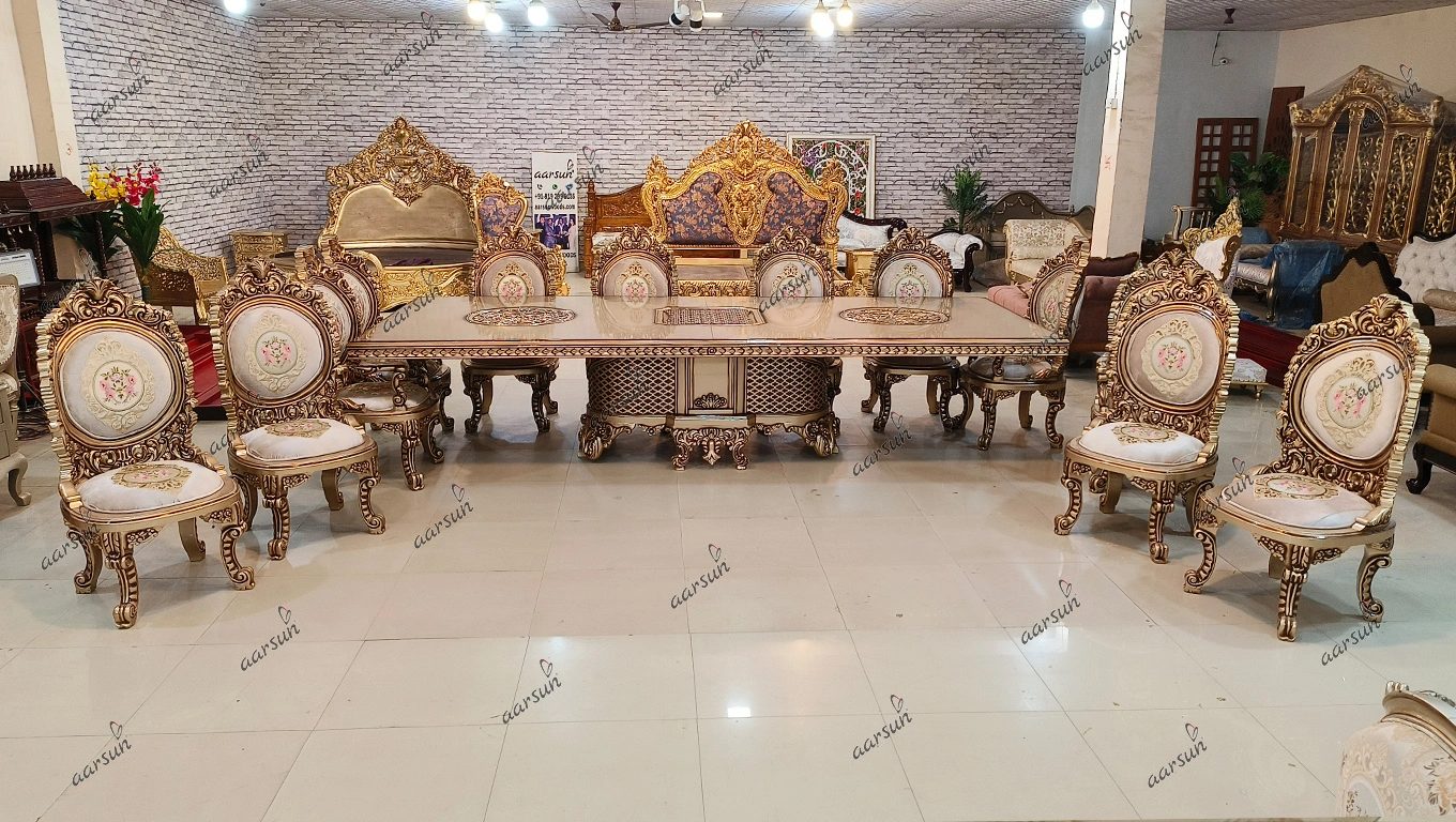 12 Seater Luxurious Dining Set Maharaja Palace view 3