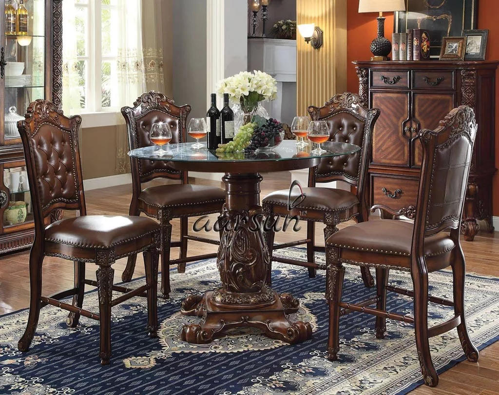 4 Seater Counter Height Dining Set in Teak Wood