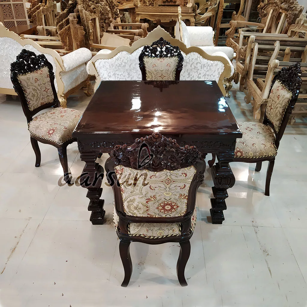 4 Seater Dining Set with Dark Finish view 3