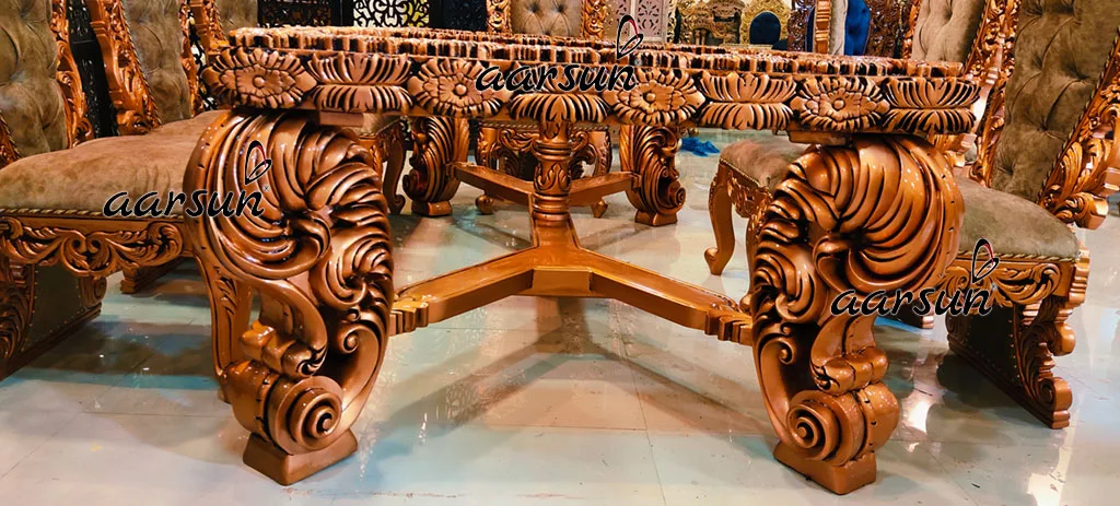 8 Seater Copper Dining Set in Teak Wood view 6
