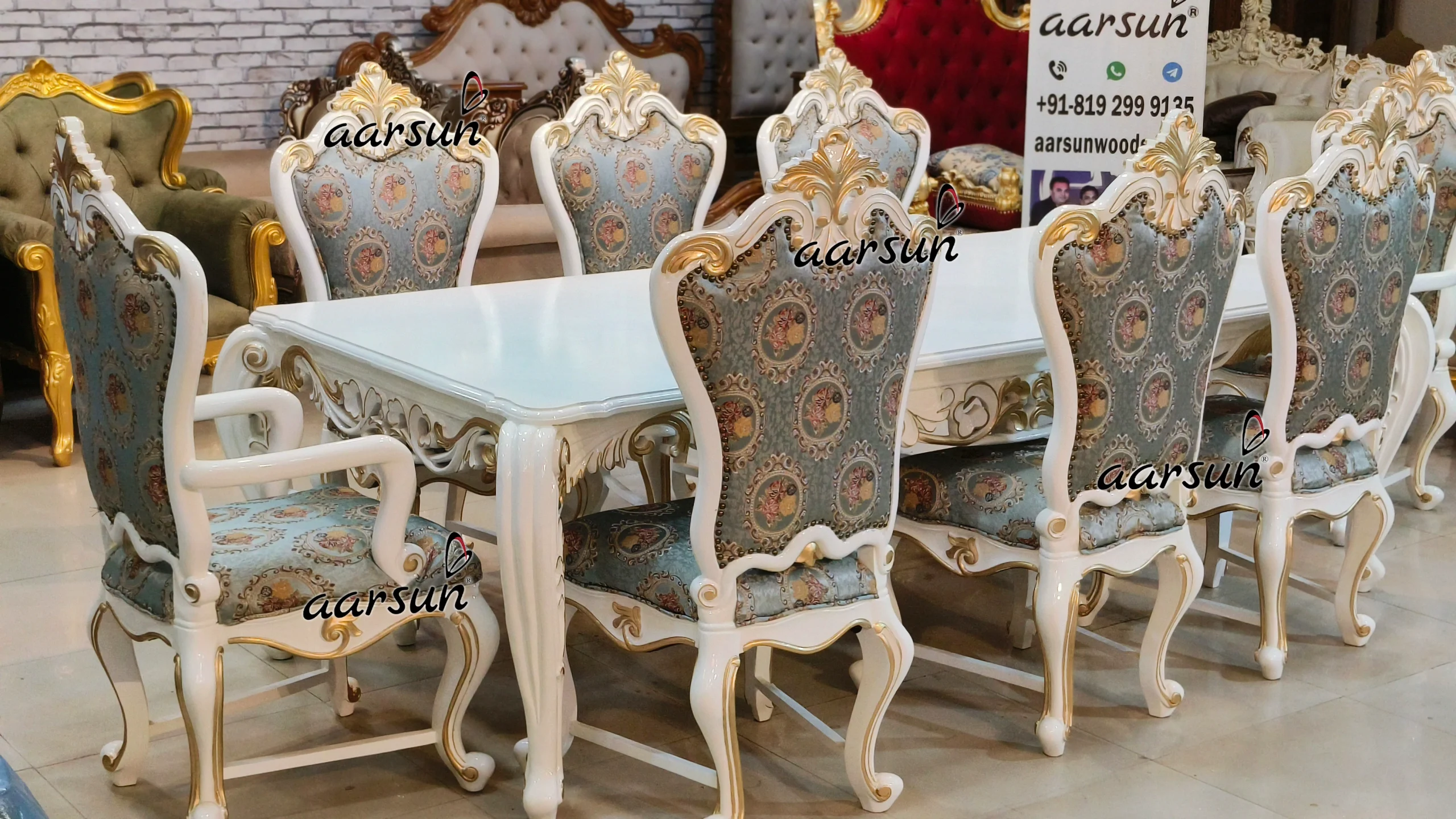 8 Seater Dining Set In White Deco Paint view 4