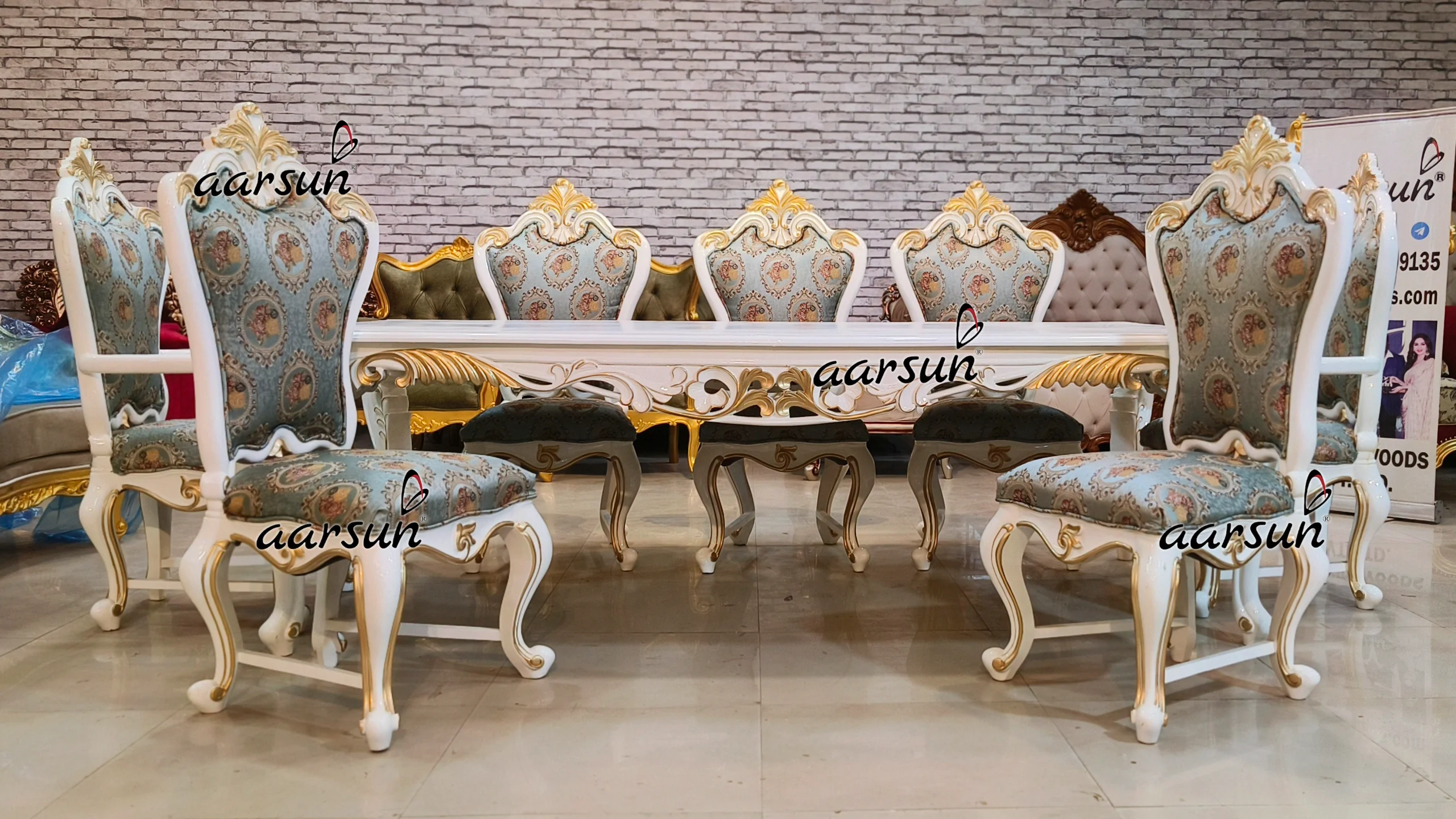 8 Seater Dining Set In White Deco Paint view 5