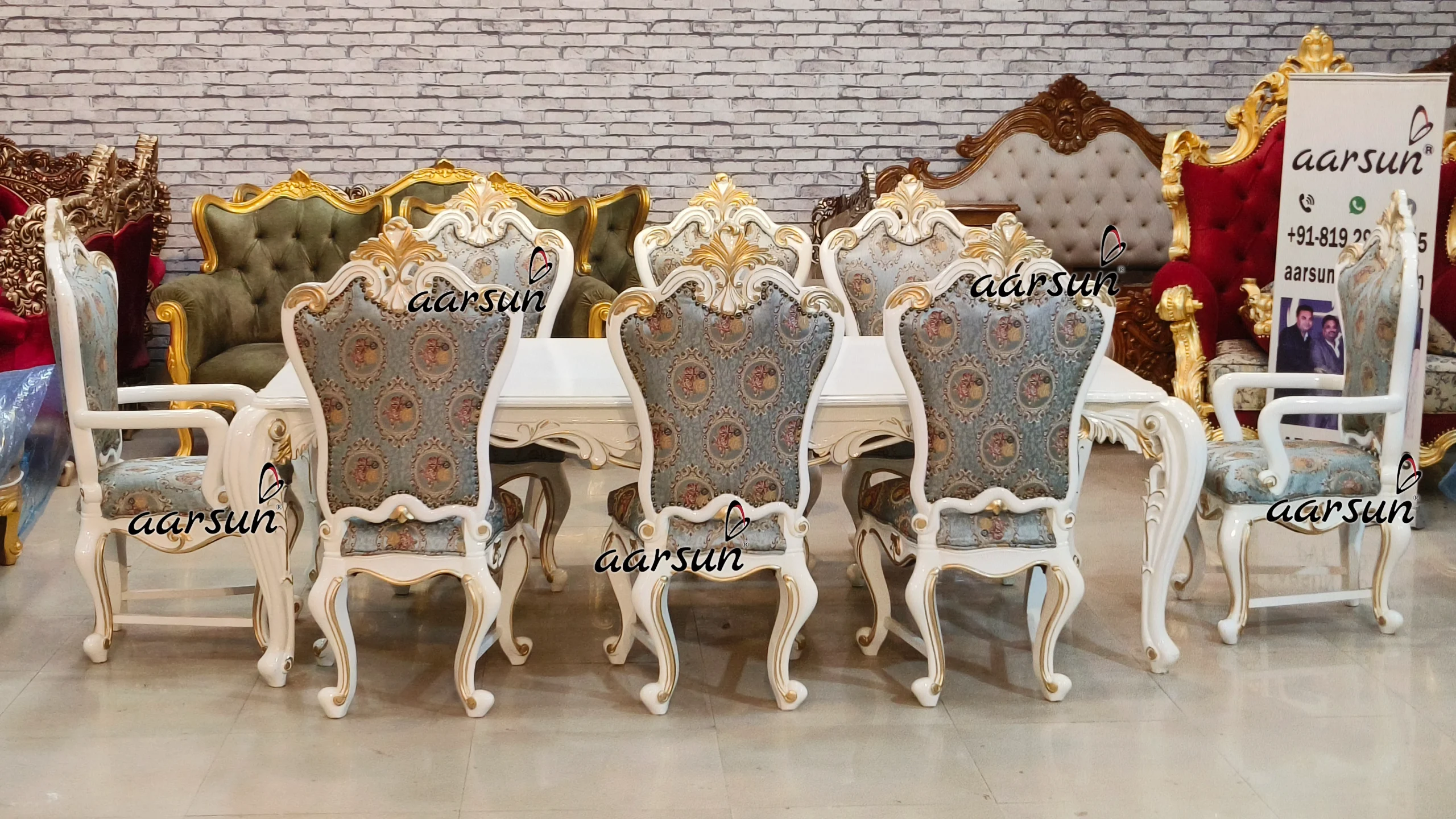 8 Seater Dining Set In White Deco Paint view 10
