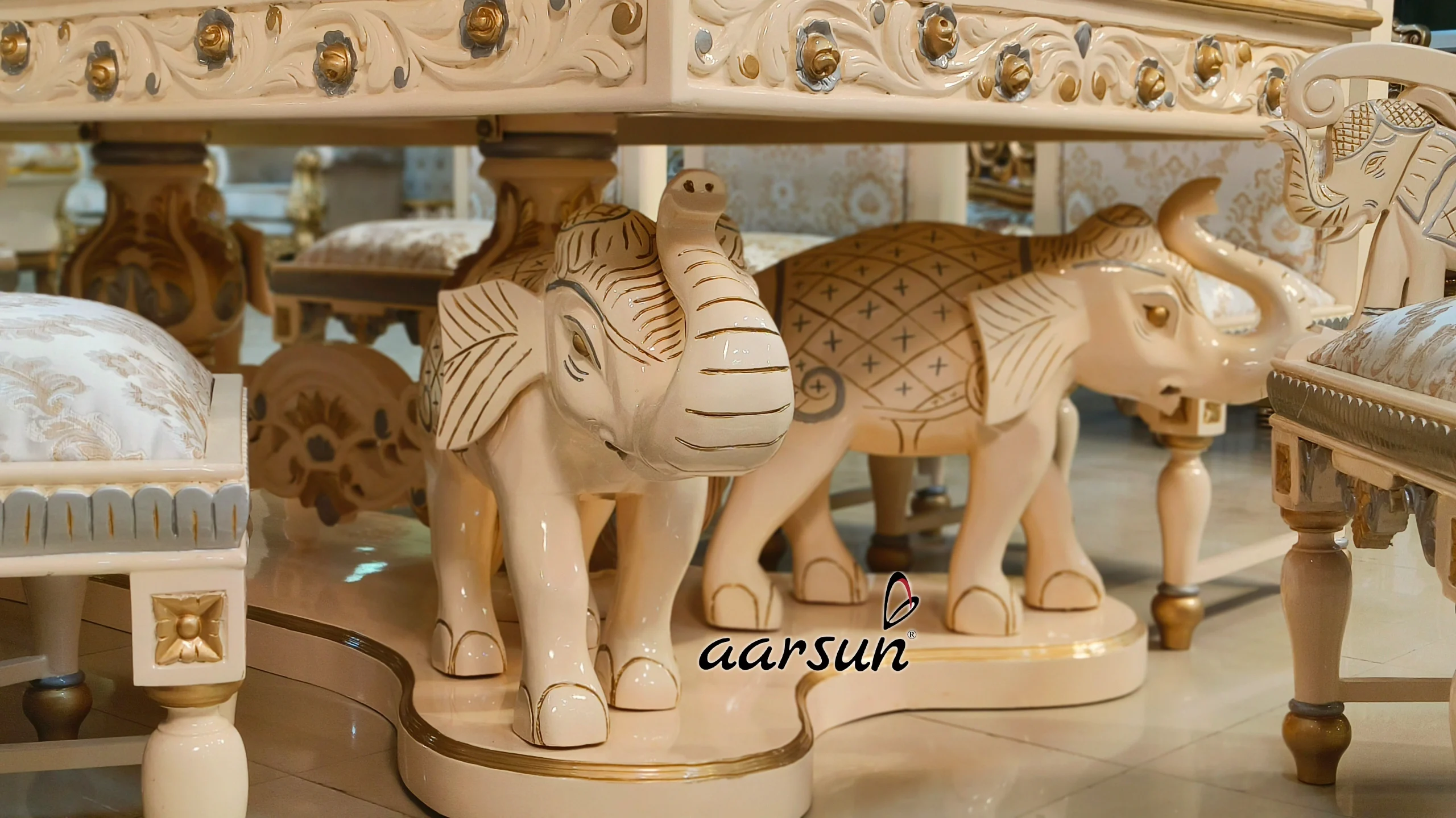 8 Seater Dining with Elephant Base view 5