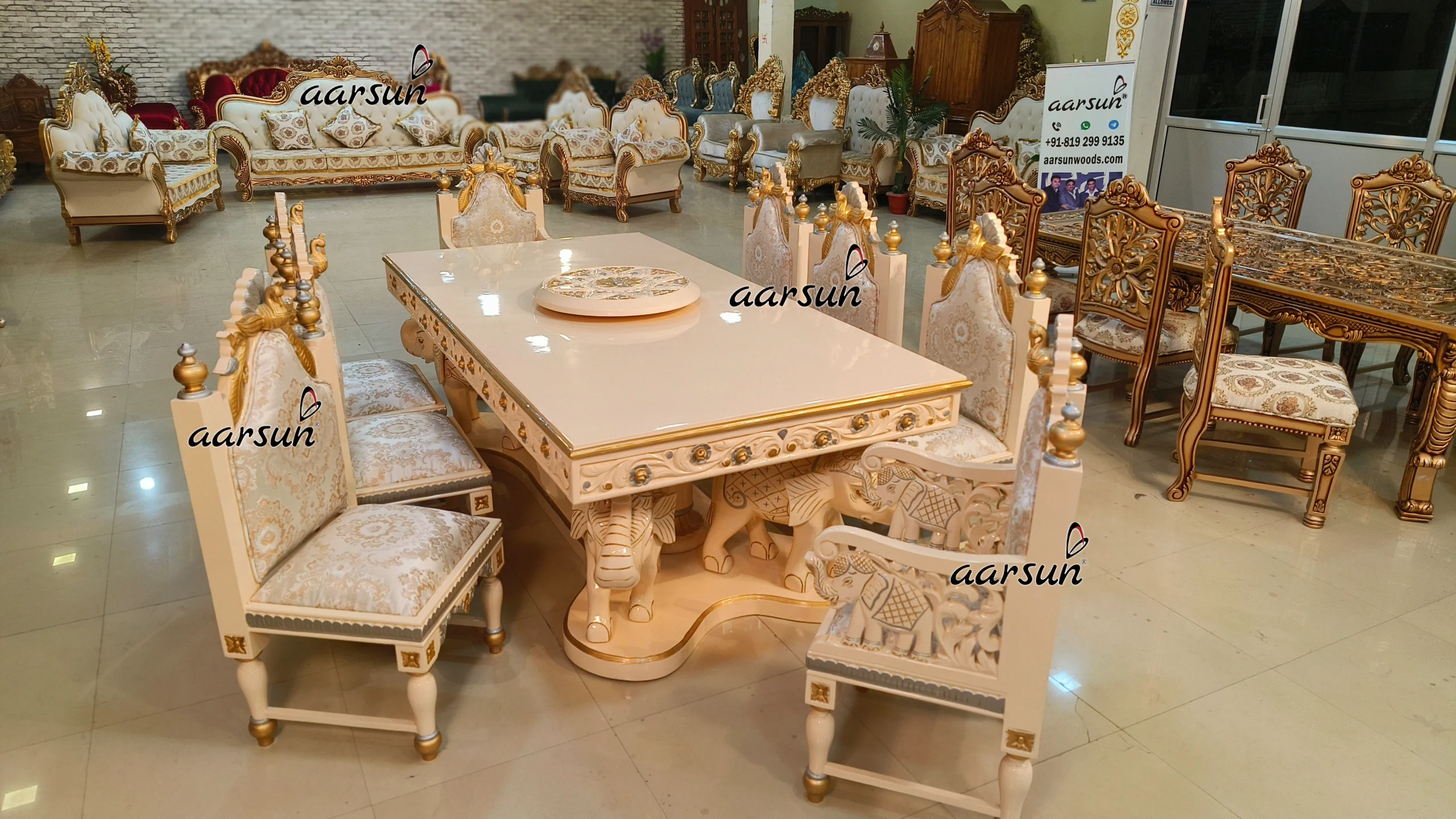 8 Seater Dining with Elephant Base view 7