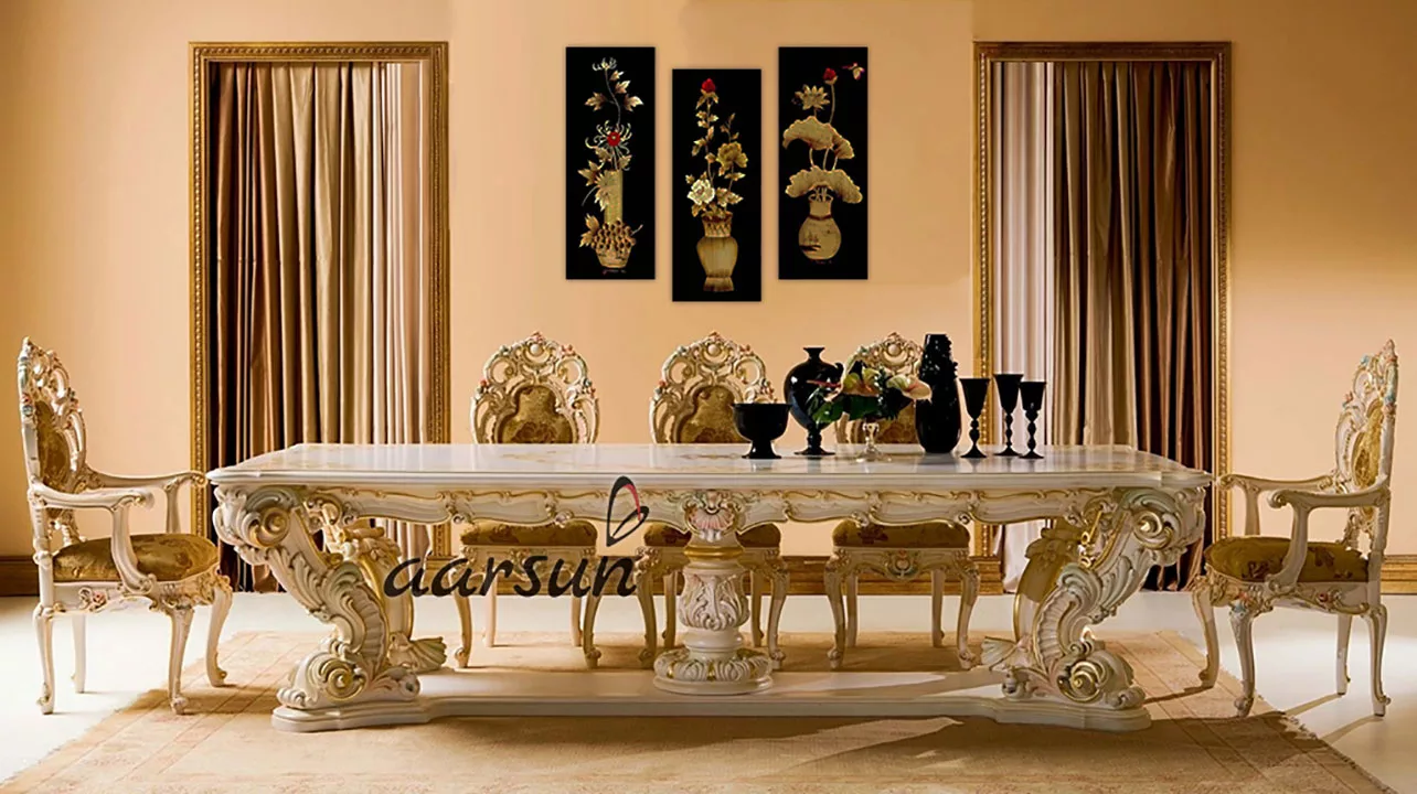 8 Seater Royal Dining Set – Dual Tone Tipping