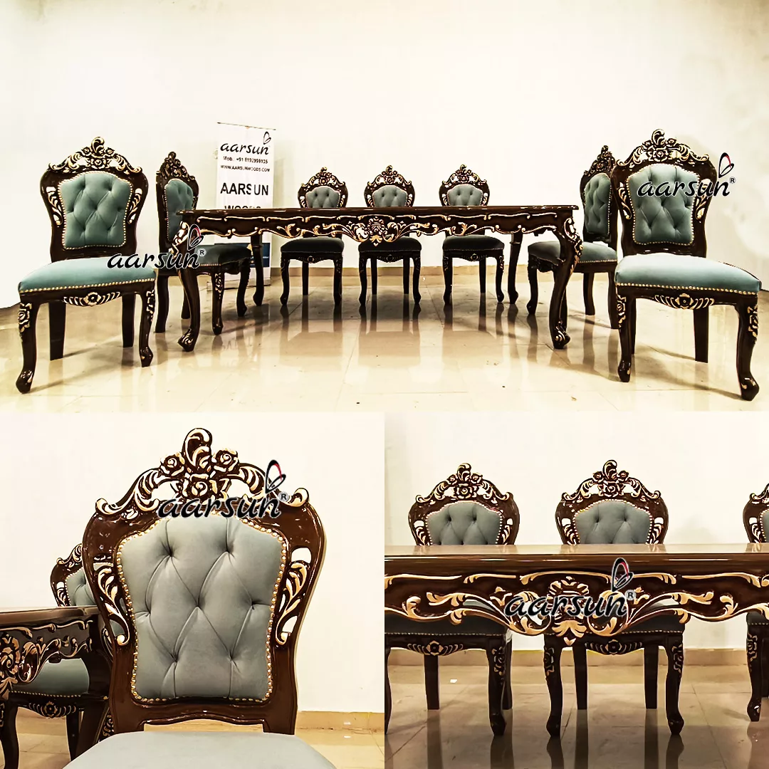 8 Seater Royal Dining Set in Solid Wood view 7