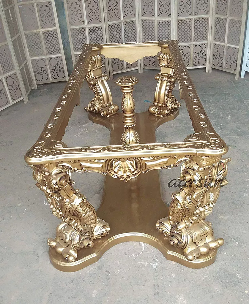 8 Seater Teak Wood Dining Set with Royal Blue Fabric view 9