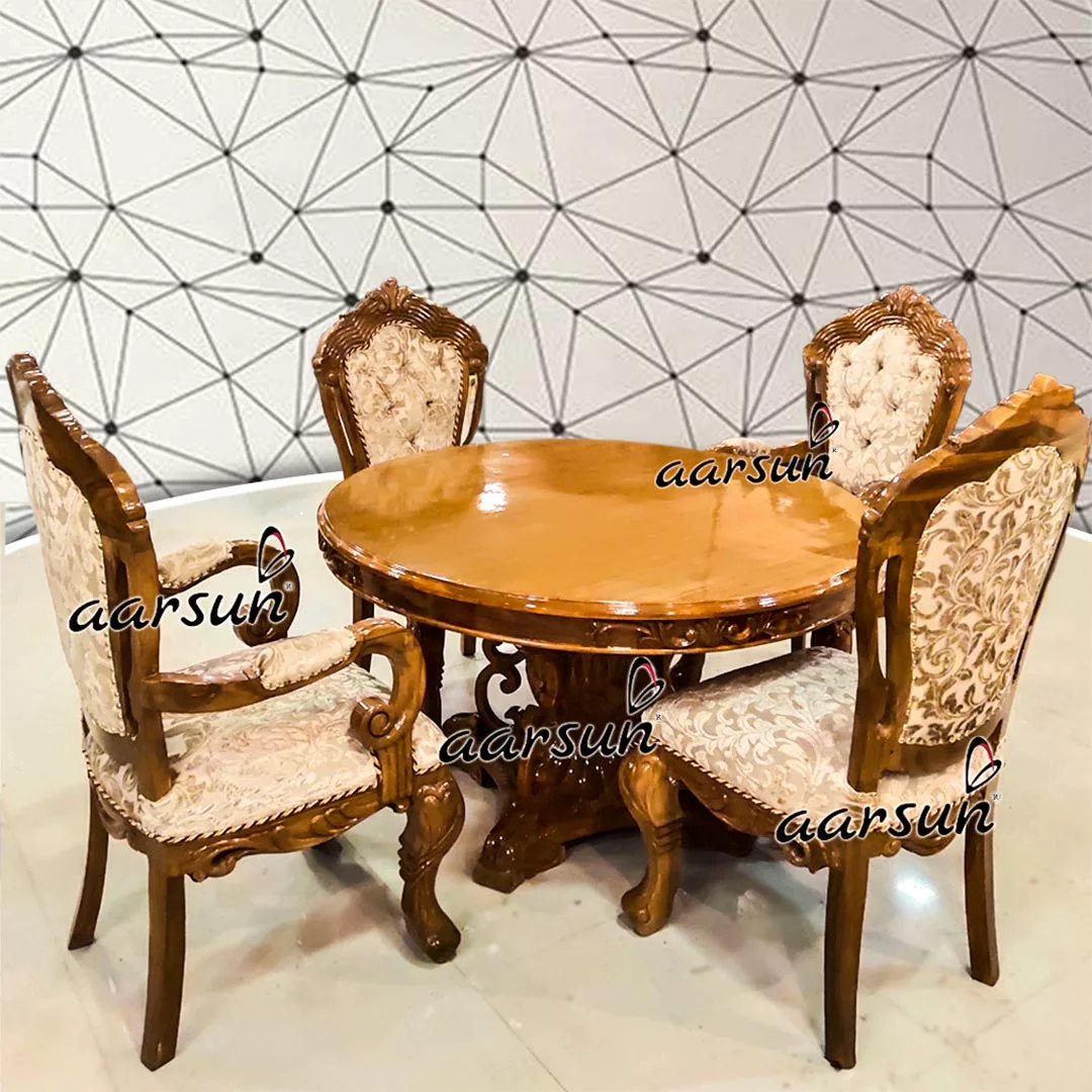 Artistic Round Dining Set in Teak
