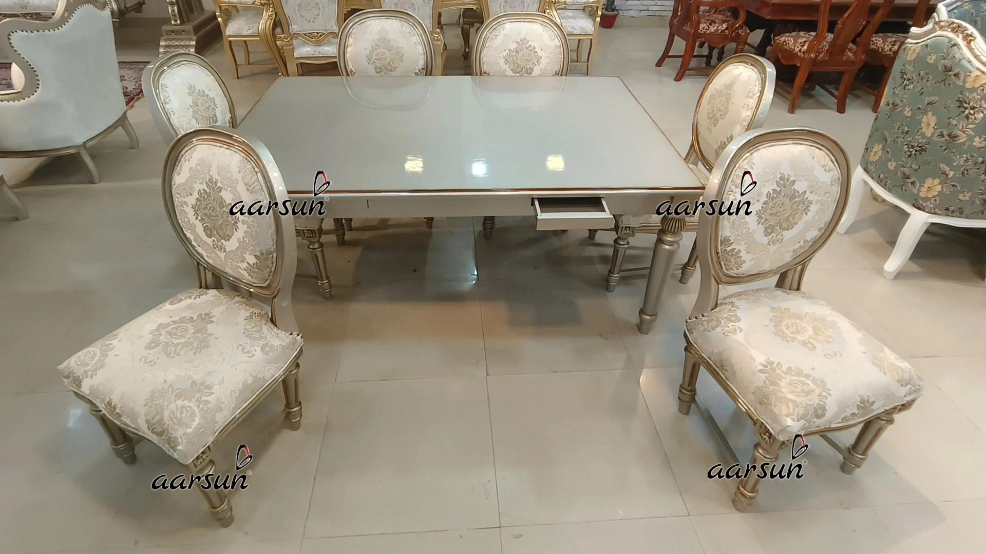 Champagne Gold 6-Seater Dining Table Set view 5