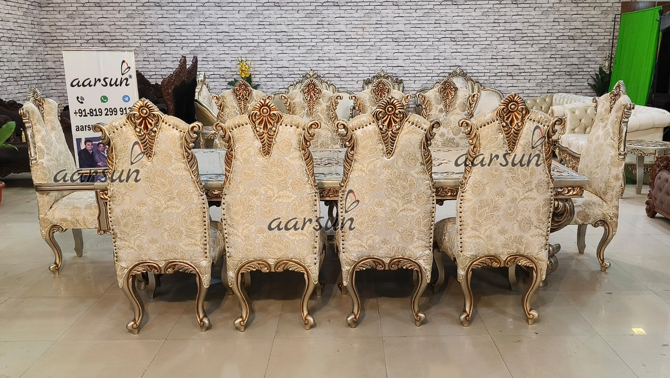 Champagne Gold and Brown Dual Shade Dining Table Set view 5