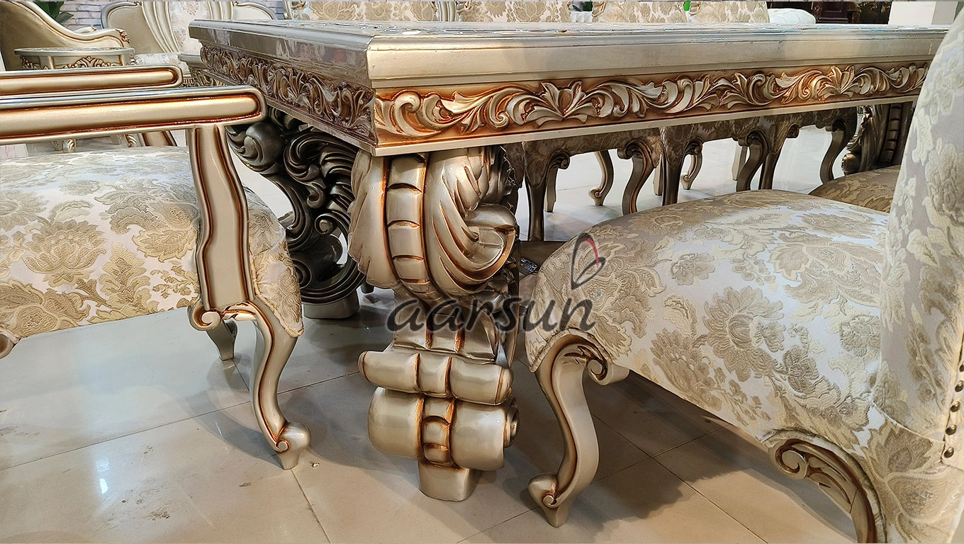 Champagne Gold and Brown Dual Shade Dining Table Set view 6
