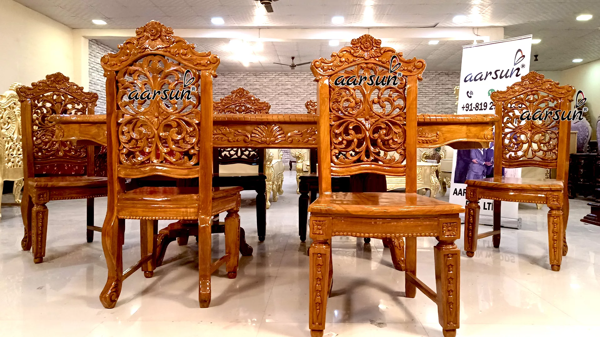 Classic Wooden Dining Table Set view 5