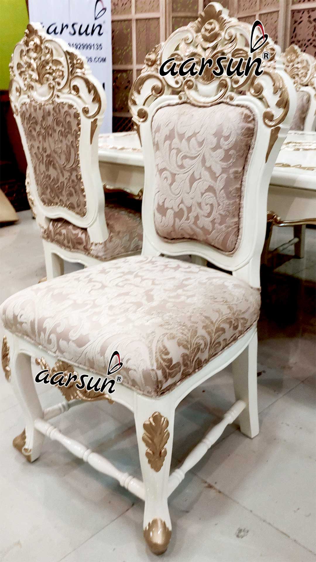 Dining Set in White & Gold view 6