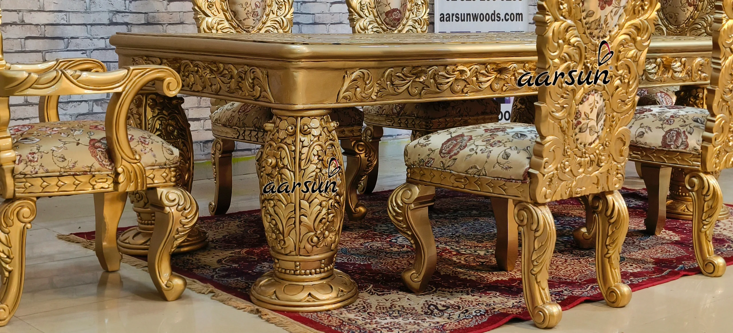 Dining Table Set Fully Handcarved view 3