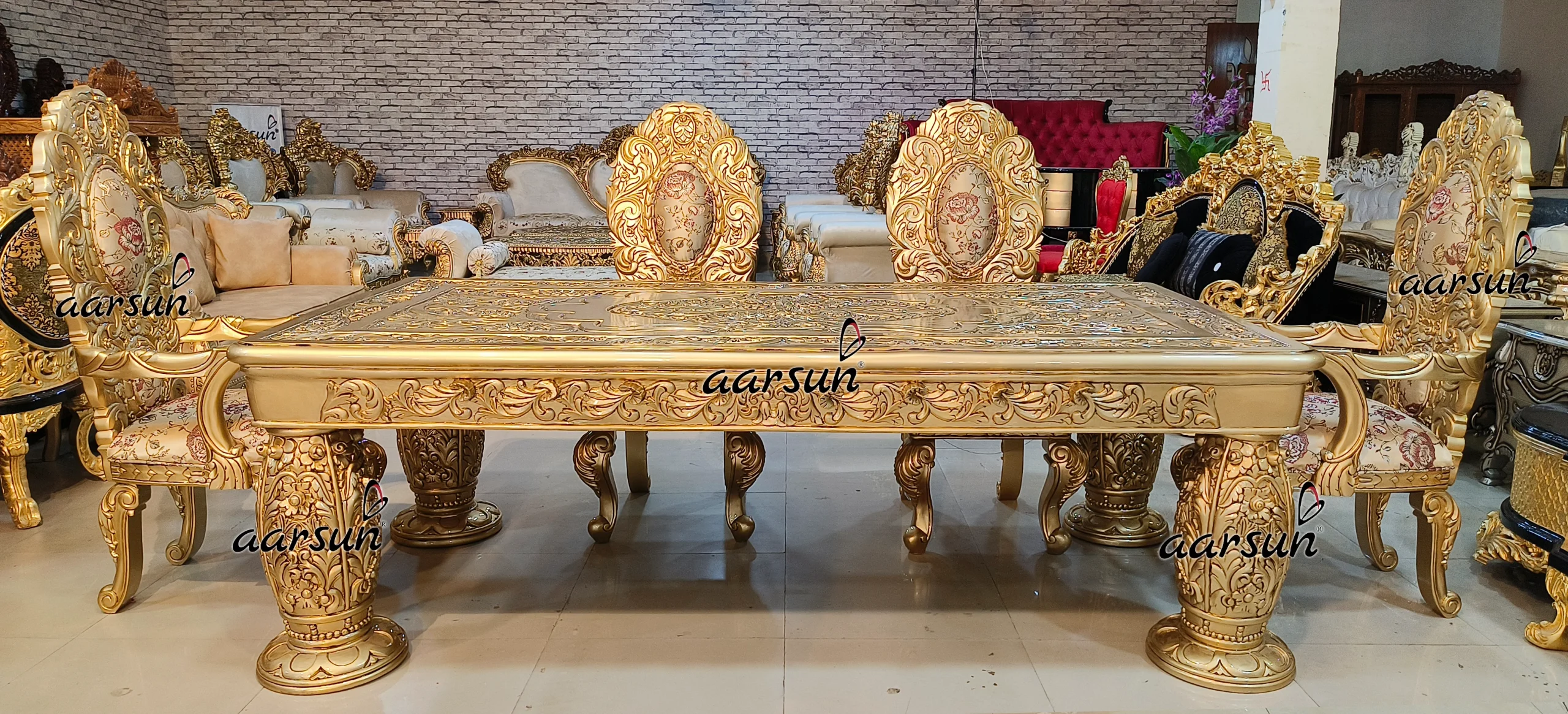 Dining Table Set Fully Handcarved view 7