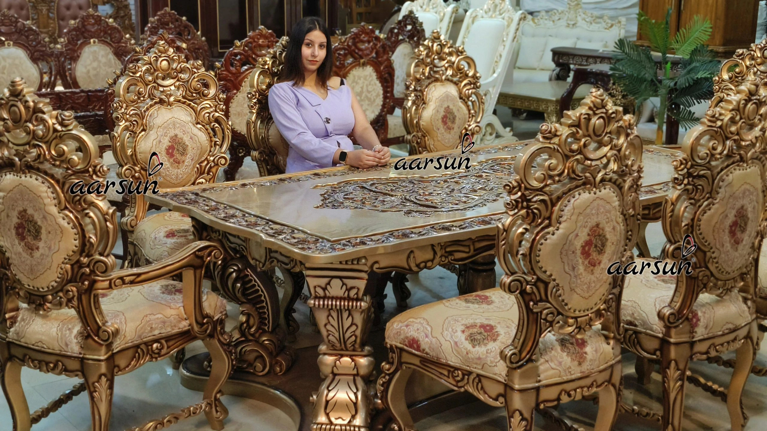 Double Carved Chair Dining Set