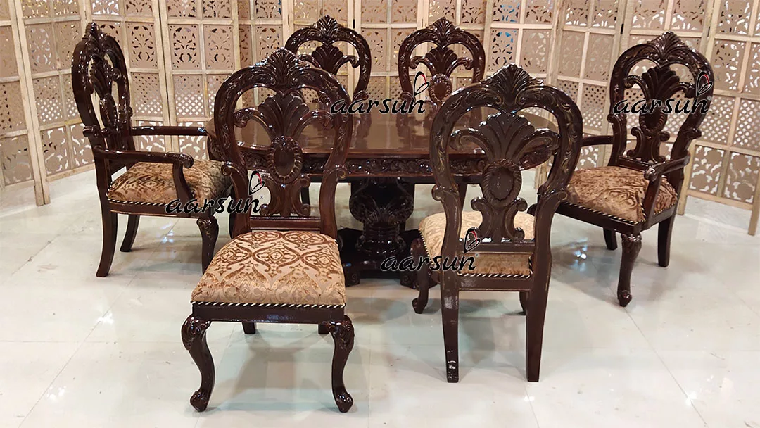 Double Carved Dining Chairs with Oval Table view 4