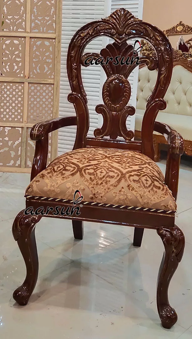 Double Carved Dining Chairs with Oval Table view 6