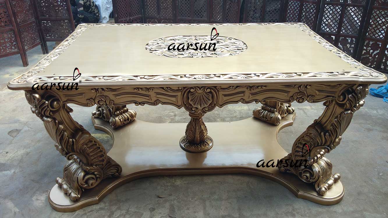 Dual Carved Dining Set with Gold Polish view 5