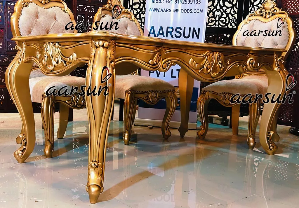 Exemplary 6 Seater Dining in Gold Finish view 2