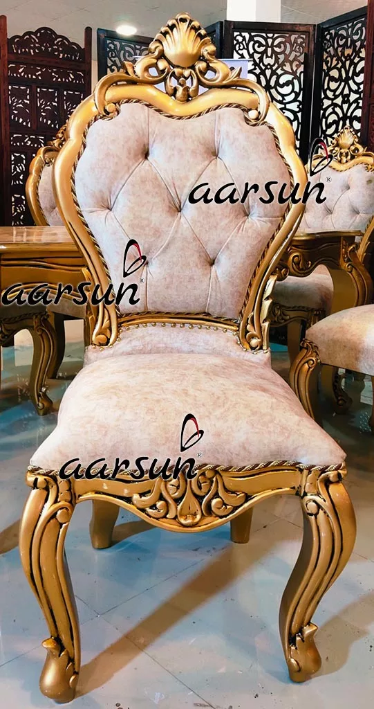 Exemplary 6 Seater Dining in Gold Finish view 3