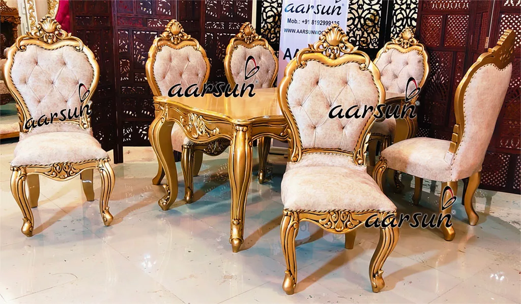 Exemplary 6 Seater Dining in Gold Finish view 5