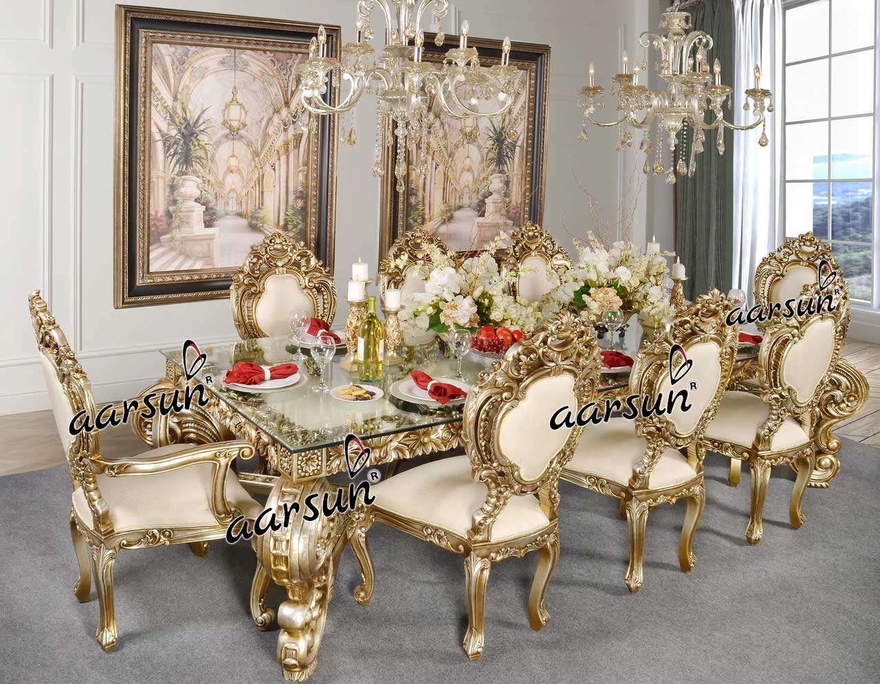Handcrafted Dining Set in Royal Finish