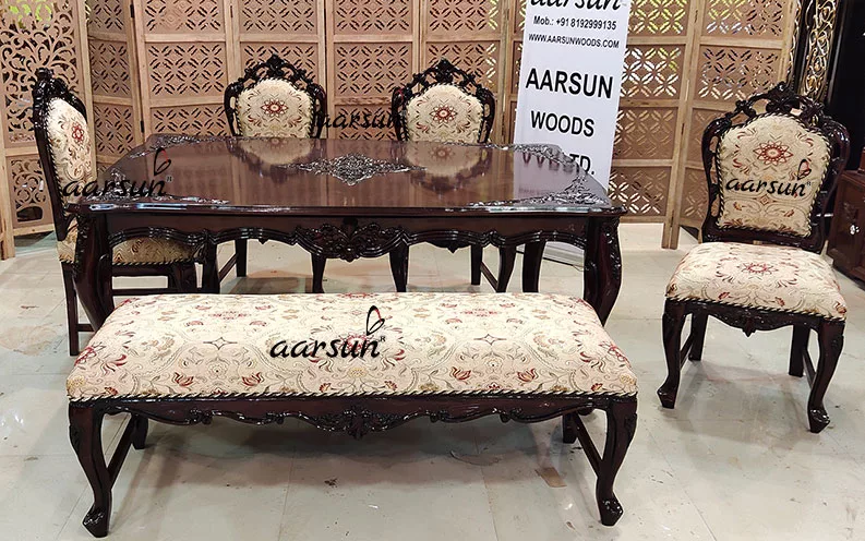 Modern Dining table design with bench view 3