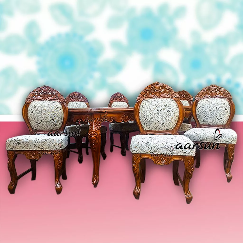 Premium Wooden Dining Set with Beautiful Fabric