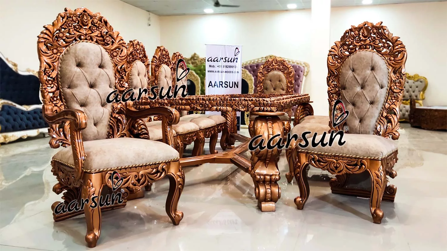Rose Gold Copper Dining Set 10 Seater view 3