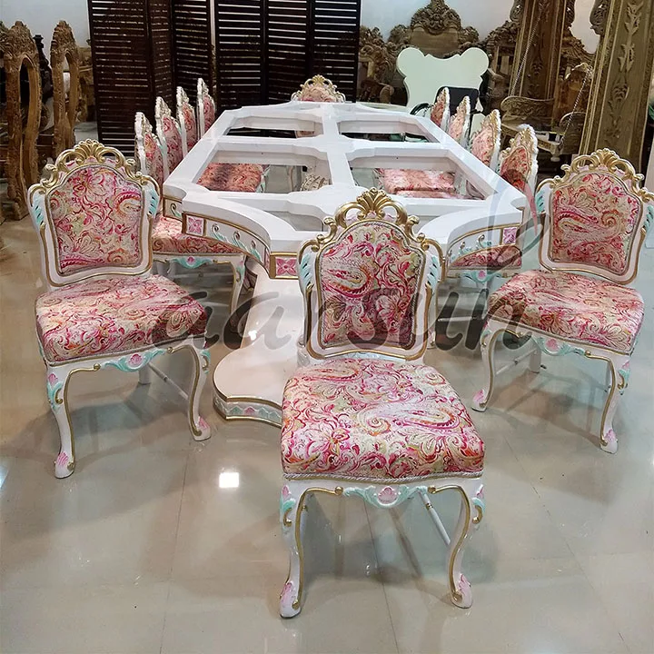 Royal Dining Set -White Polish with Golden Highlights view 4