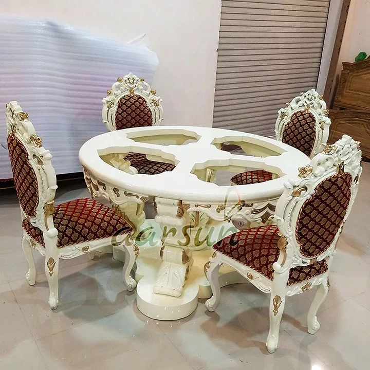 Royal Round Dining Set with Off-White Polish view 7