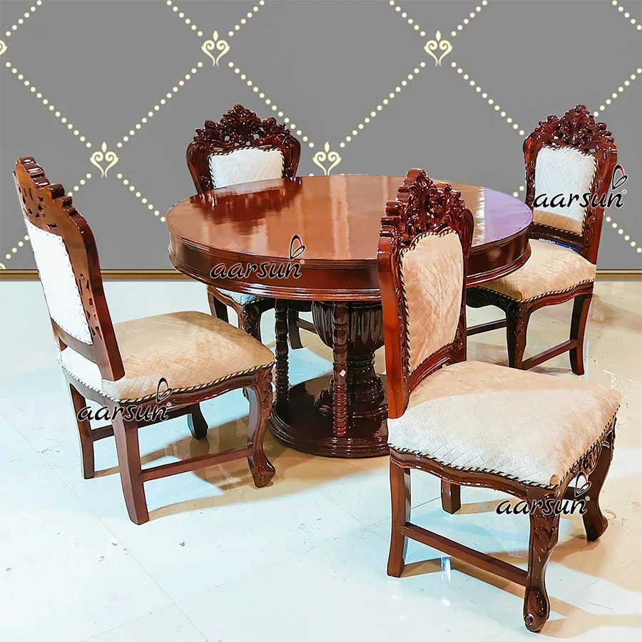 Suede Fabric Dining Set in 4 Seater