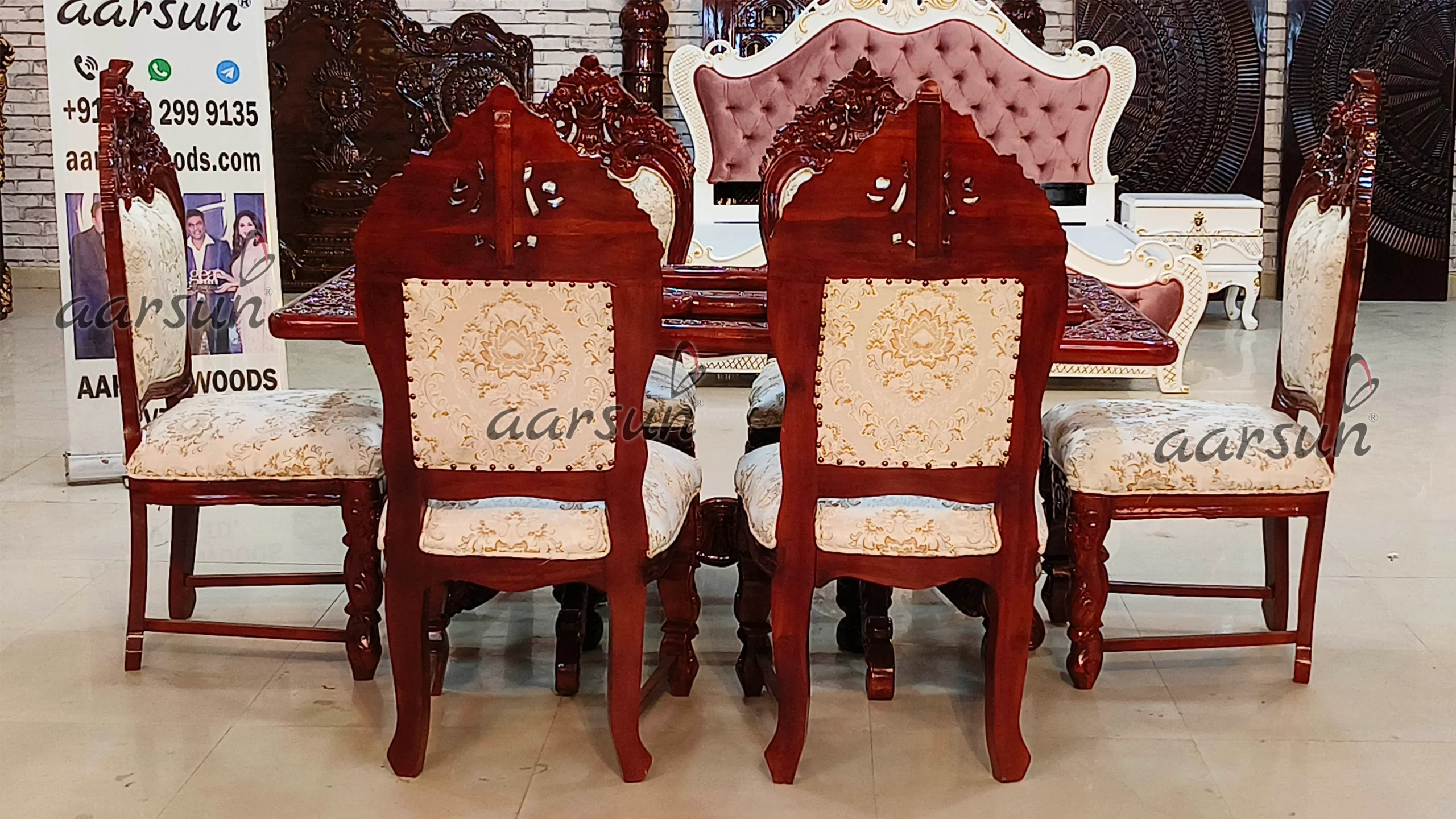 Teakwood Gorgeous and Unique Wooden Dining Table Set view 5