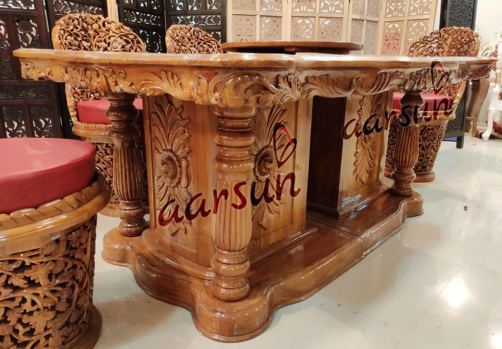 Traditional Dining Set heritage carved Table view 4