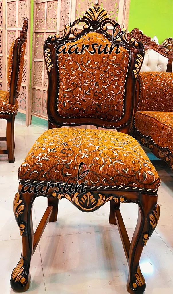 Triple Shaded 4 Seater Dining Set Carved in Teak Wood view 4