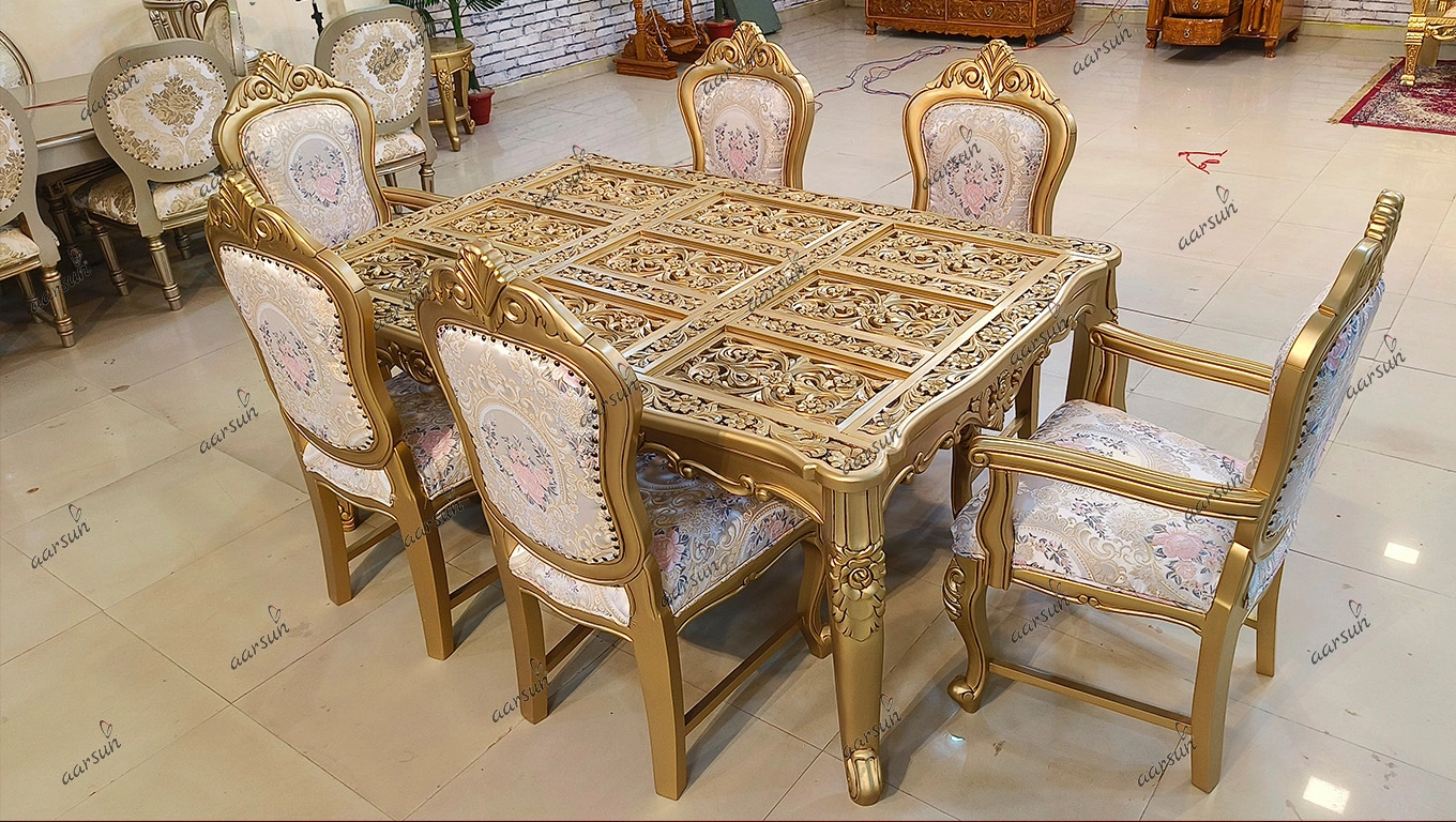 Ultra-realistic Carved Designer Dining Table view 2