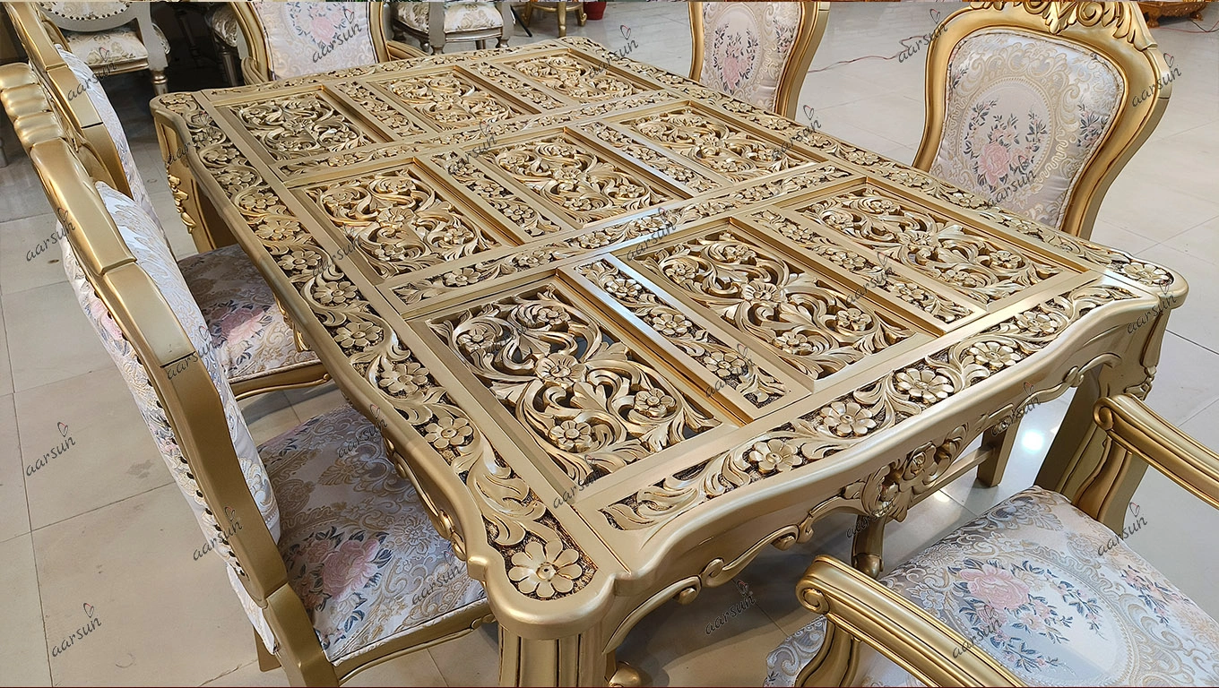 Ultra-realistic Carved Designer Dining Table view 3