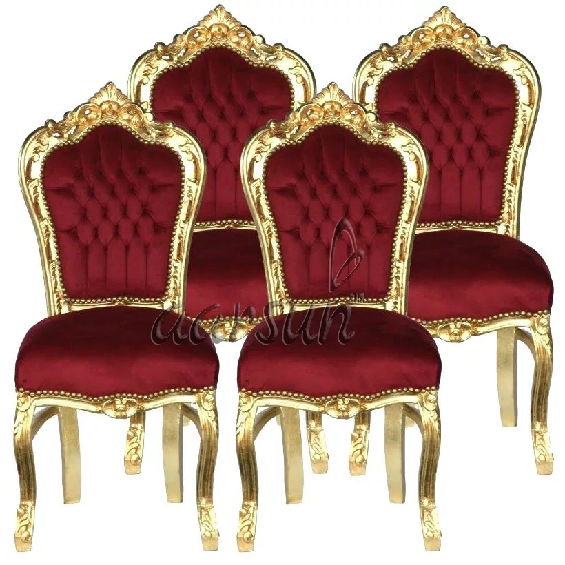 Wooden Six Seater Dining Set- Gold Finish view 3